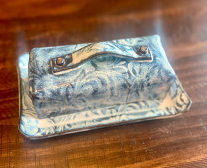 White/ Light Blue/ Brown Traditional Style Butter Dish - READY TO SHIP!