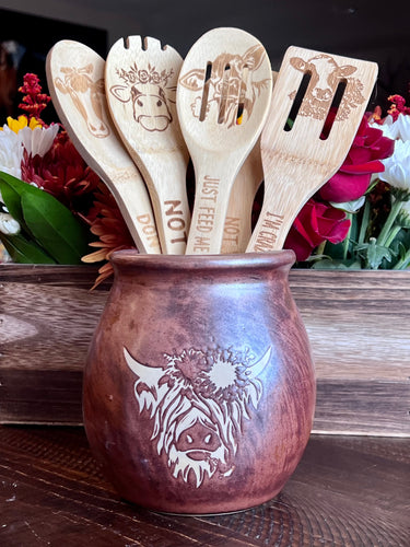 Copper Highland Coo Utensil Holder