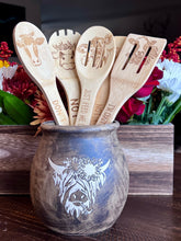 Load image into Gallery viewer, Rustic Brown Highland Coo Utensil Holder