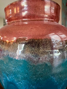 Large Lidded Jar Copper and Turquoise - shipping included