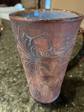 Load image into Gallery viewer, Tooled Leather Look Horse Markings AND/OR Brand Tall Coffee Mug